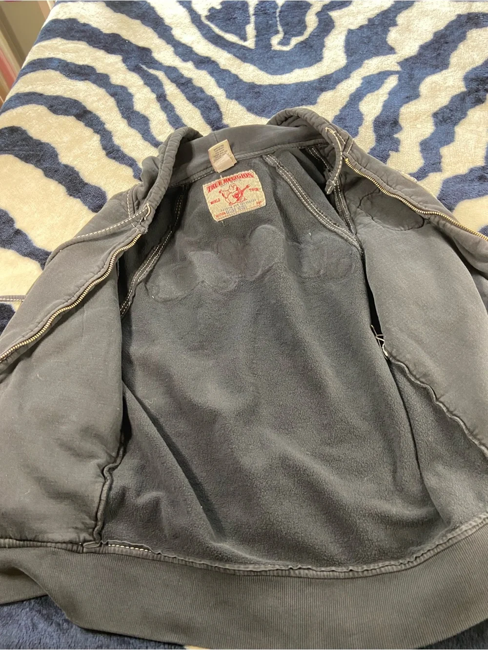 Vintage Y2K USA Made True Religion Zip-Up Hoodie Sweatshirt Distressed Unisex